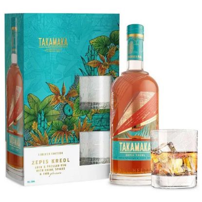 Coffret Takamaka Zepis Kreol + 2 verres - Seychelles