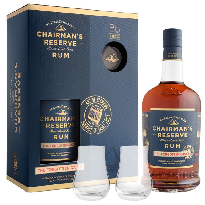 Coffret Rhum Chairman's Reserve - The Forgotten Casks + 2 verres - Sainte Lucie