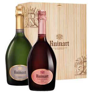 Caisse Bois Duo Champagne R de Ruinart Brut et Rosé