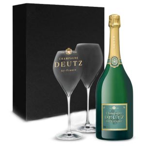 Coffret fermé Champagne Deutz avec 2 Flûtes